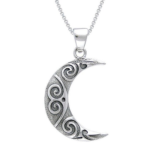 CGC Sterling Silver Spiral Moon Celtic Necklace