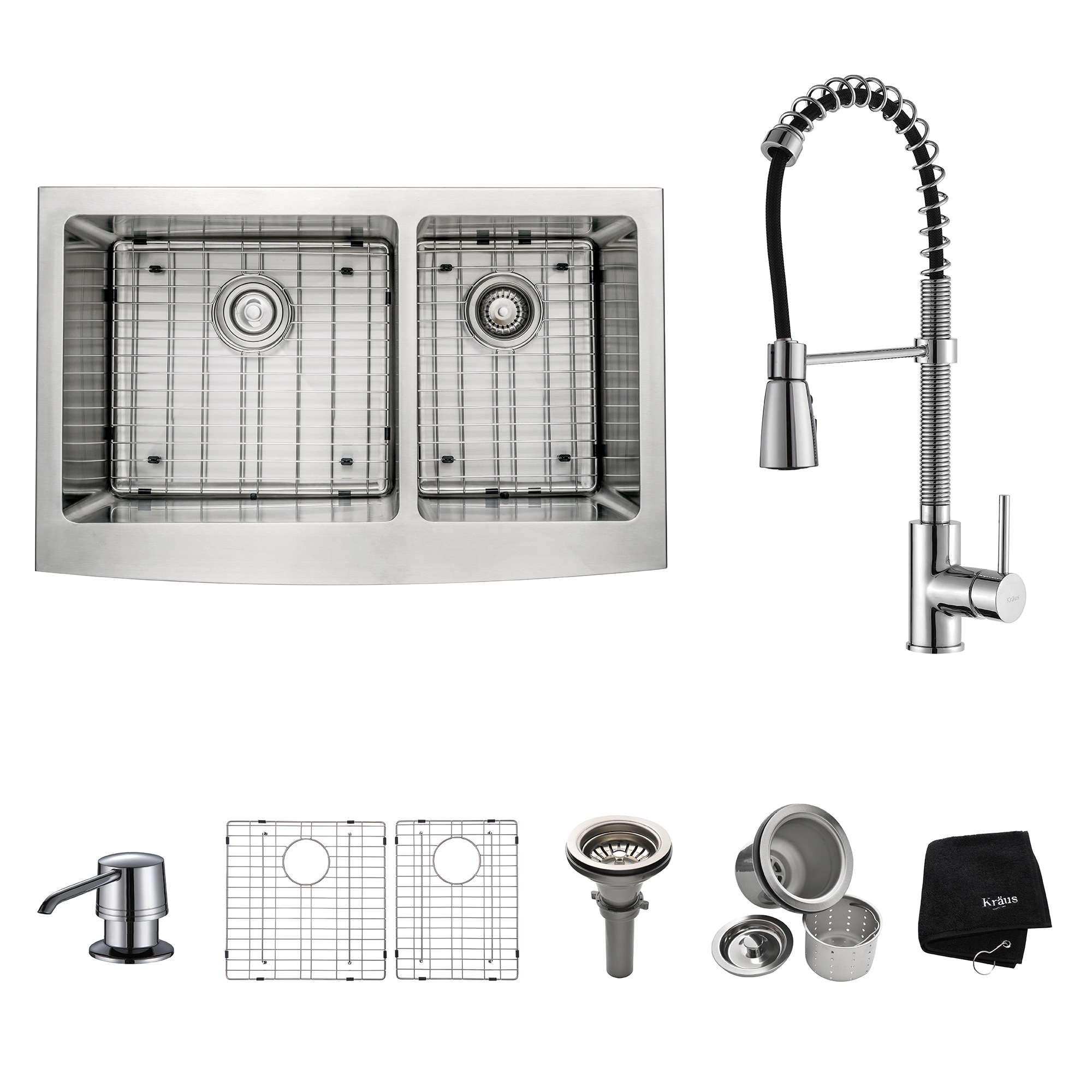 Kraus Kitchen Combo Set Stainless Steel 33 inch Farmhouse Sink with