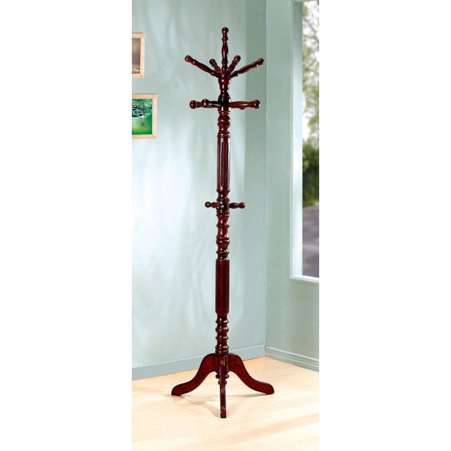 Traditional Walnut Finish Spinning Top Wood Coat Rack