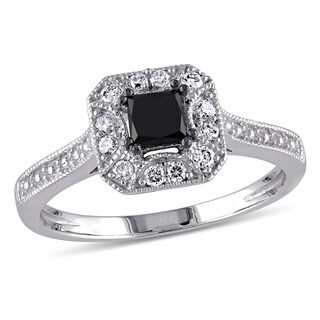 Miadora 10k Gold 3/5ct TDW Black and White Diamond Ring (G-H, I2-I3)