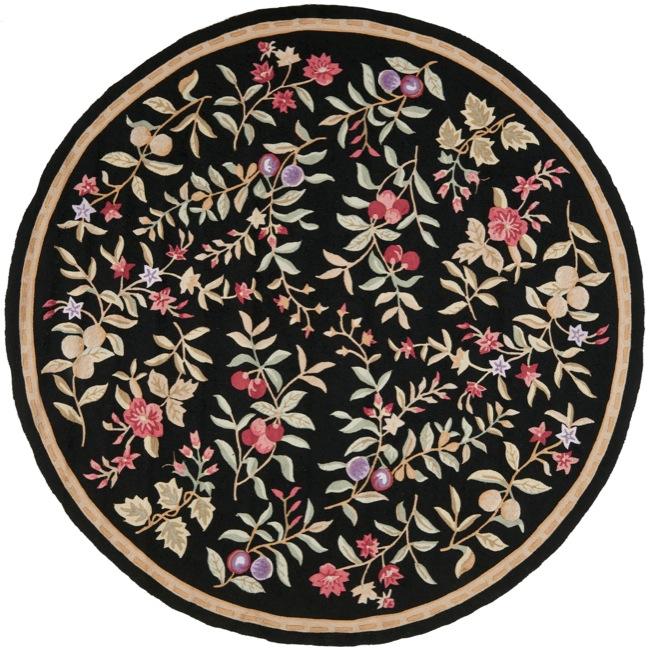 Safavieh Simply Clean Botanical Hand hooked Black Rug (8 Round)