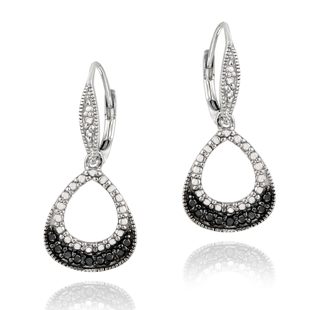 DB Designs Sterling Silver Black Diamond Accent Leverback Earrings ...