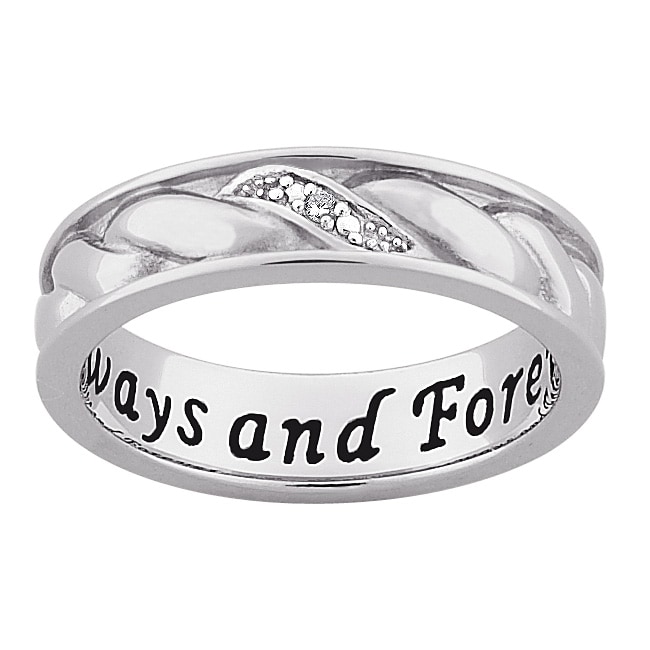 Sterling Silver Diamond Accent 'Always and Forever' Band - Overstock ...