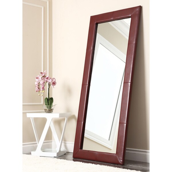 ABBYSON LIVING Delano Burgundy Leather Floor Mirror - Overstock ...