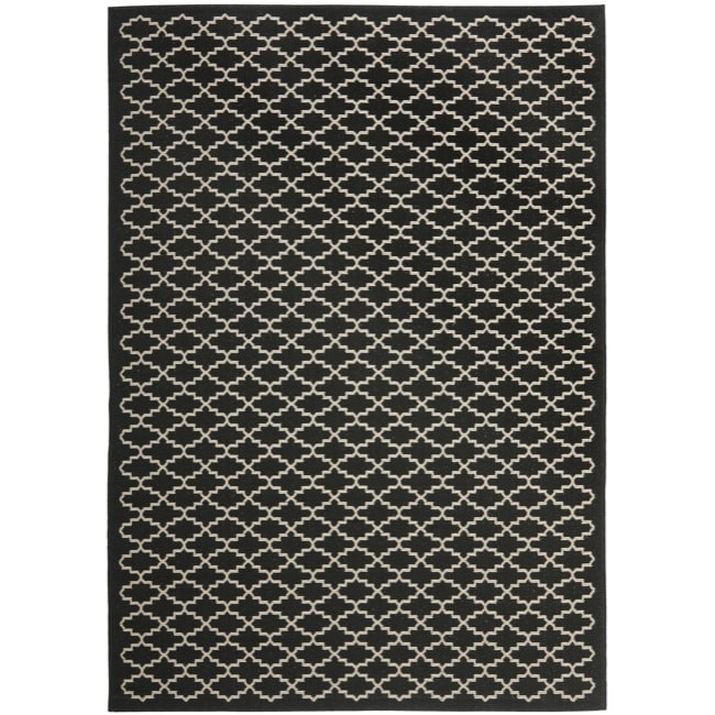 Safavieh Geometric Print Poolside Black/Beige Indoor Outdoor Rug (67