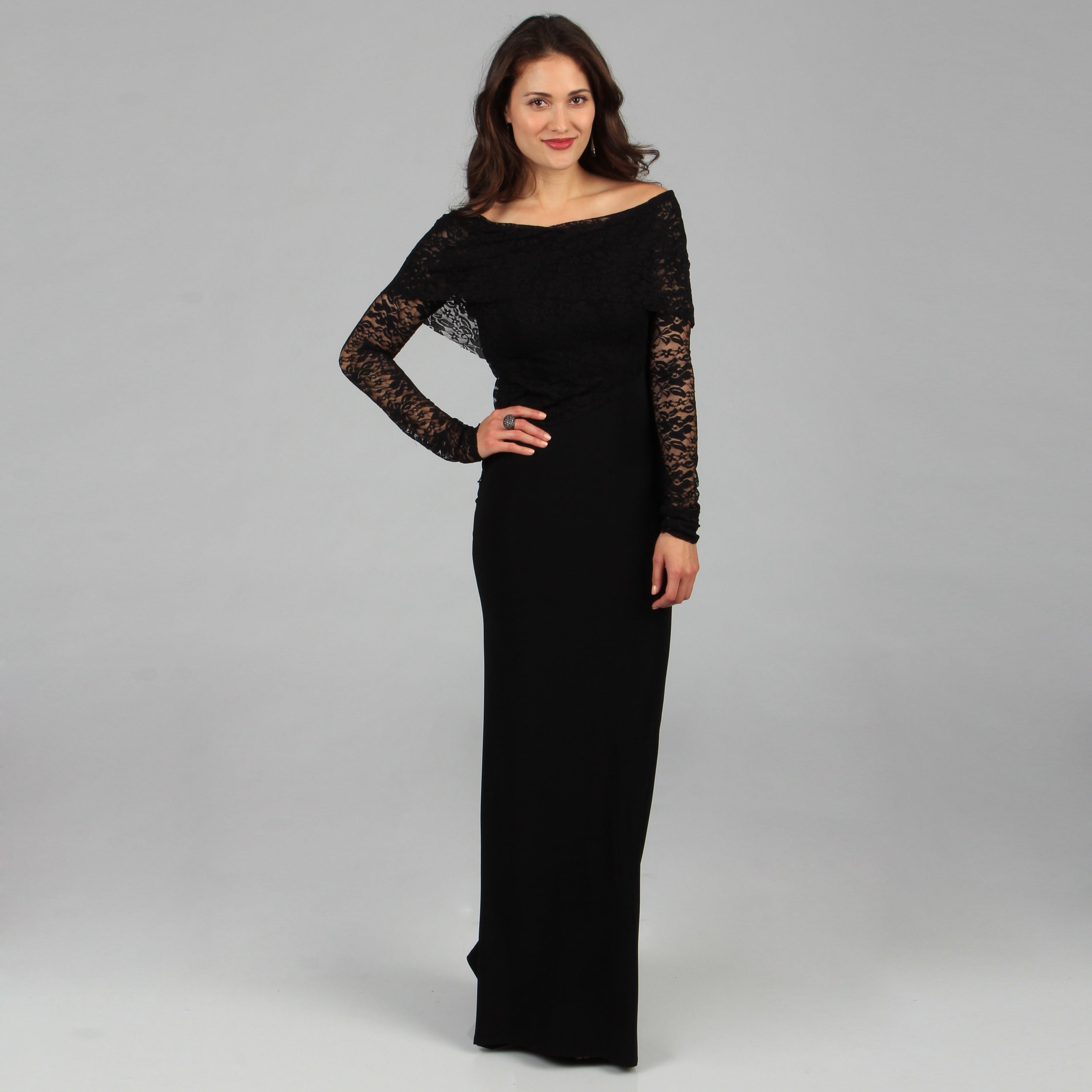 Tabeez Womens Black Lace Top Gown  ™ Shopping