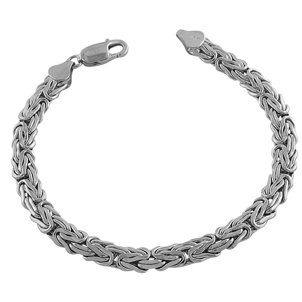 14k White Gold 6.5 mm Byzantine Bracelet