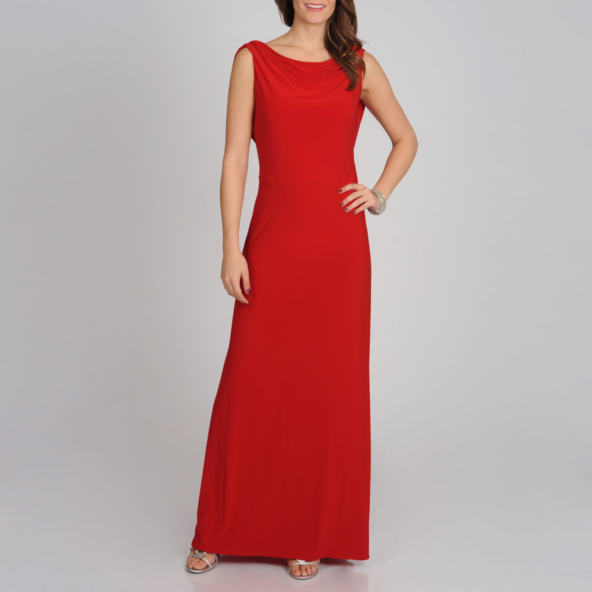 NW Nightway Womens Red Draped Back Gown Today $68.99 4.0 (1 reviews