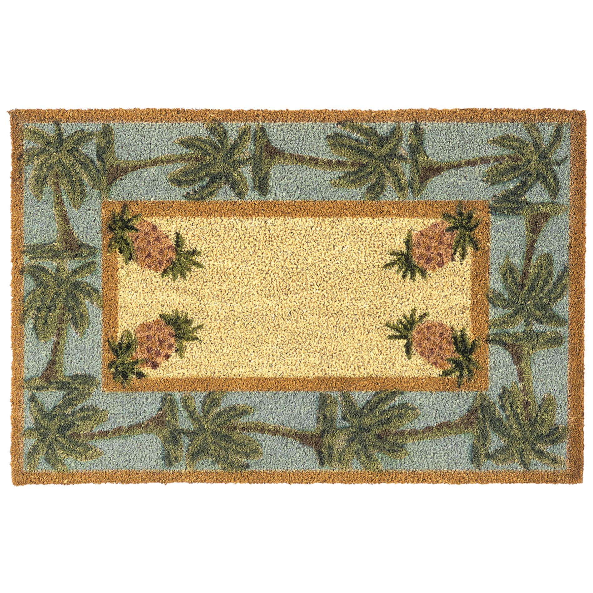 Pineapple and Palm Tree Coir Doormat