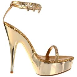 Celeste Womens Nicole 08 Gold Crystal draped Platforms