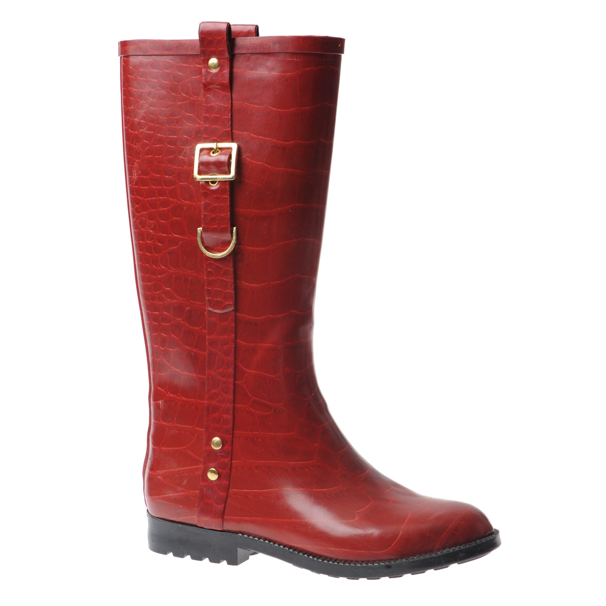 Henry Ferrera Women's Equestrian Red Mid-Calf Rain Boots - Overstock ...