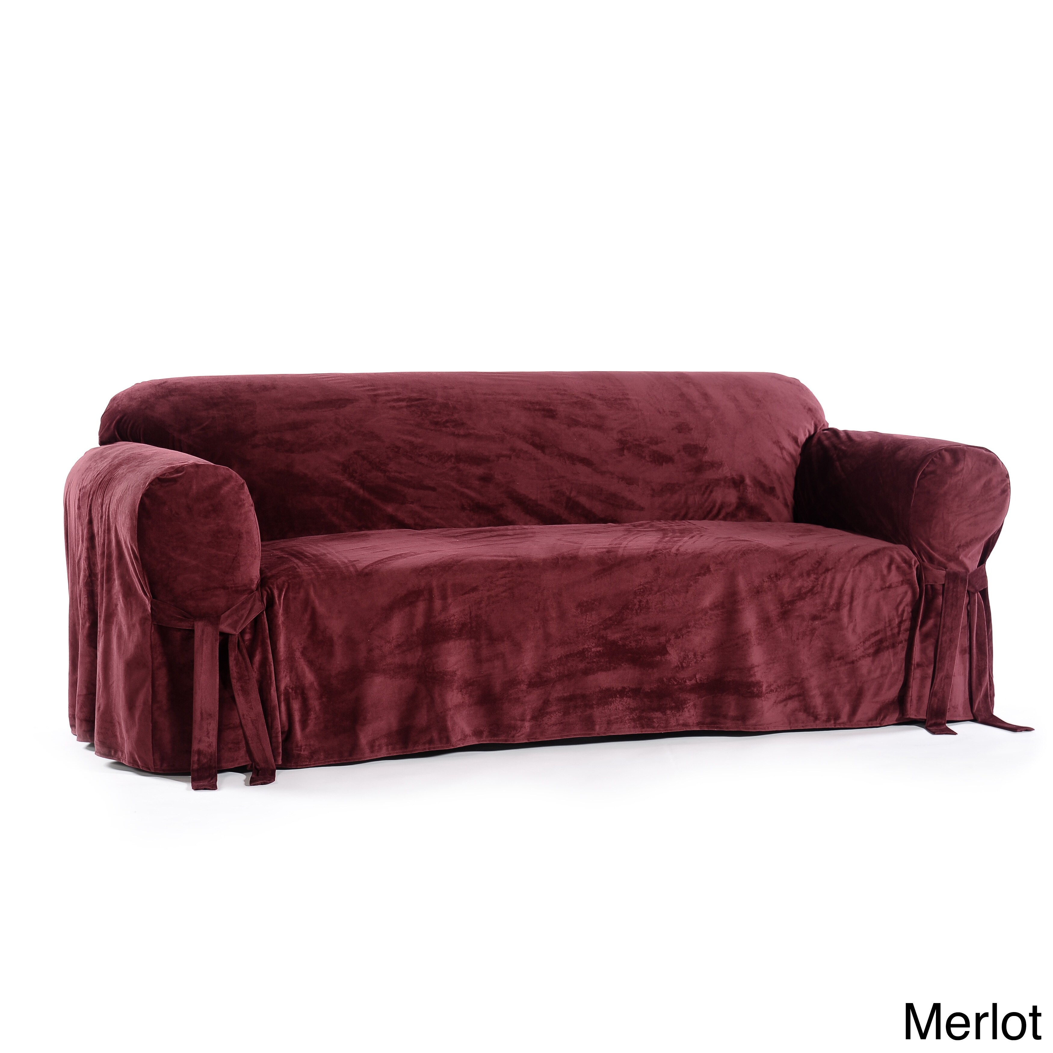 Clic Slipcovers Microfiber Velvet Sofa Slipcover Moss
