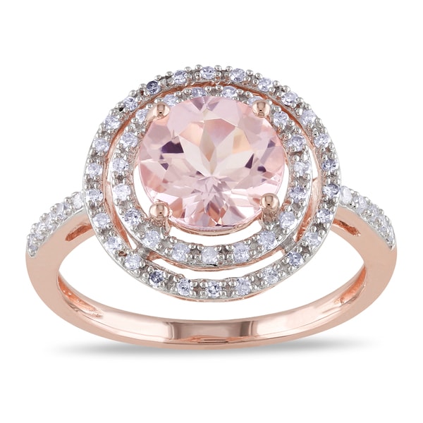 Miadora 10k Rose Gold Morganite and 1/4ct TDW Diamond Ring (H I, I2 I3