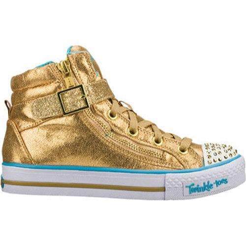 Girls Skechers Twinkle Toes Shuffles Heart N Sole Gold  