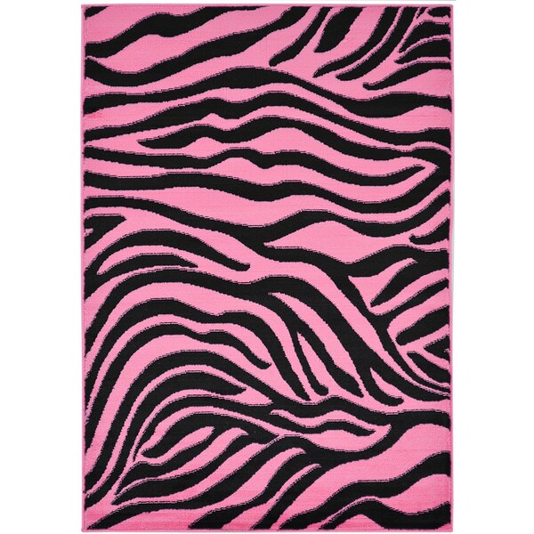 Pink Animal Print Zebra Design Area Rug (5' x 7') - Overstock Shopping ...