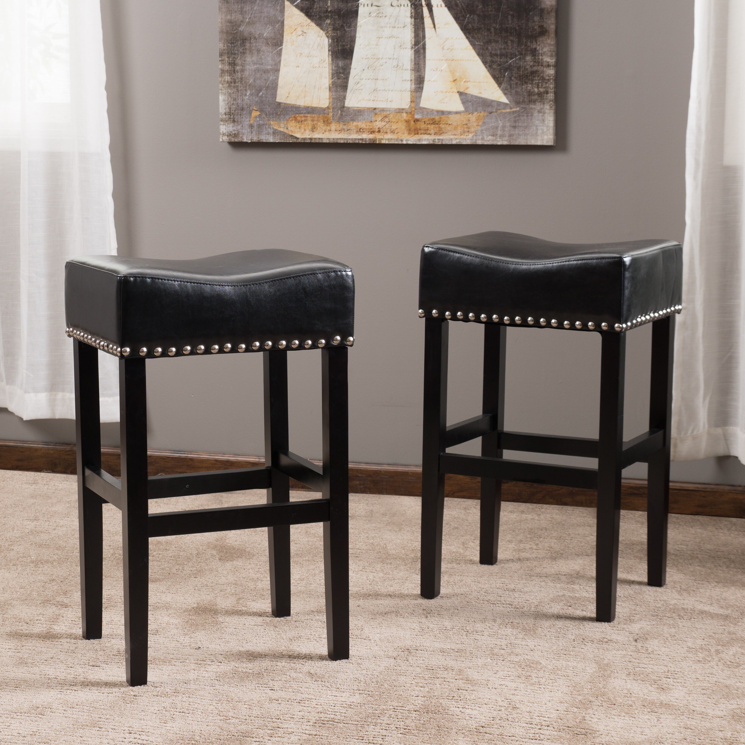 Lisette 30 Inch Backless Leather Bar Stool Set Of 2 By Christopher Lisette 30 Inch Backless Leather Bar Stool Set