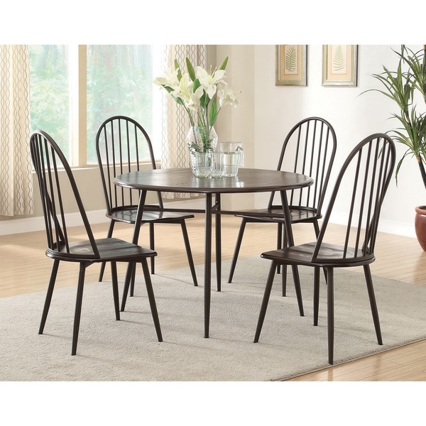 Furniture of America Galliant 5 piece Metal & Dark Oak Round Dining