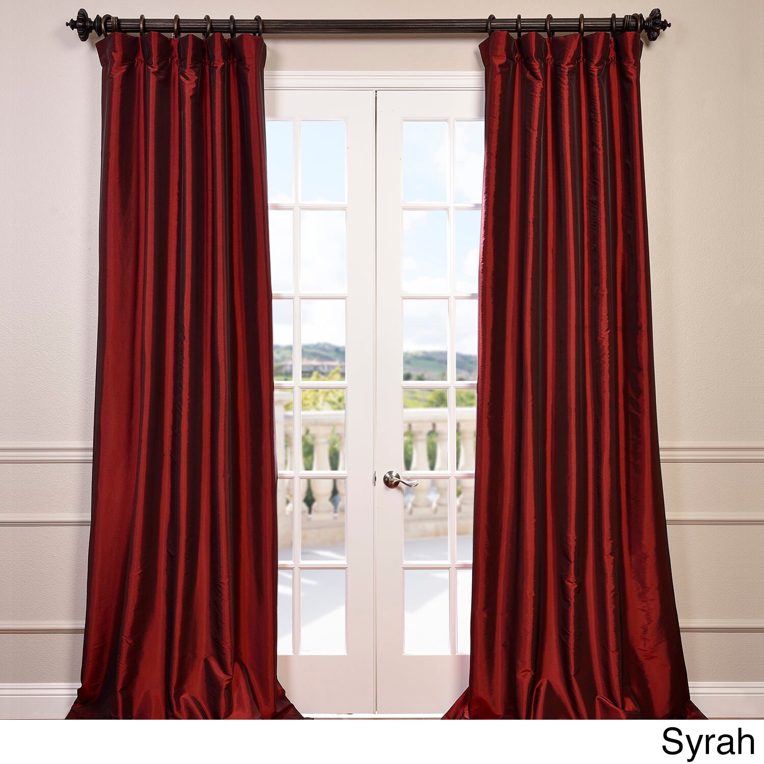 Eff Faux Silk Taffeta Solid Blackout Curtain Panel Red Size 50 X 96 Picture 6 Of 10