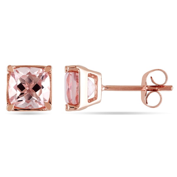 Miadora 10k Rose Gold 1 3/4ct TGW Square Morganite Stud Earrings