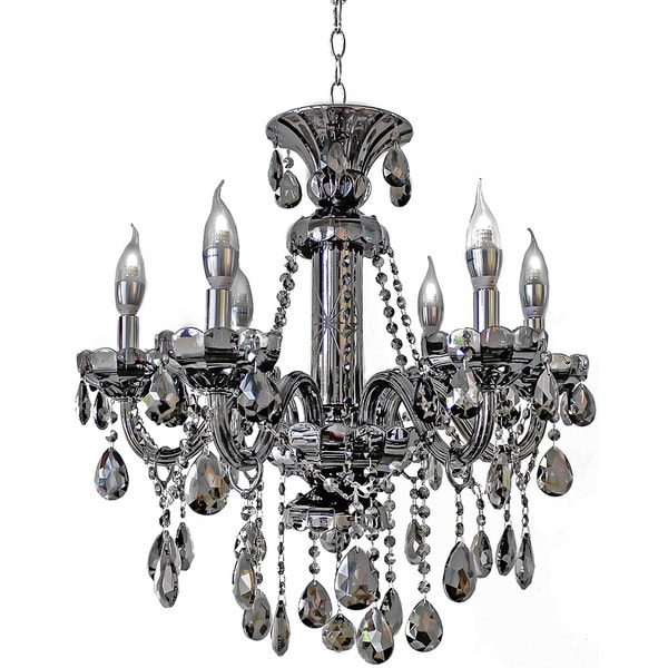 light Mirrored Silver Crystal Candelabra Chandelier  