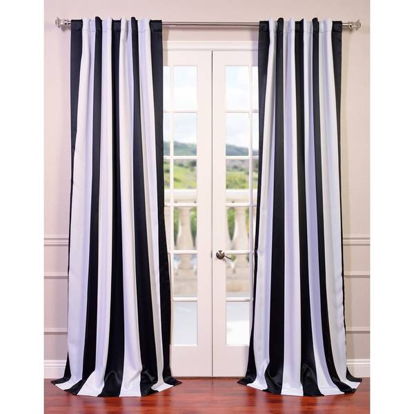 Awning Black/ White Stripe Blackout Curtain Panel - Overstock Shopping ...