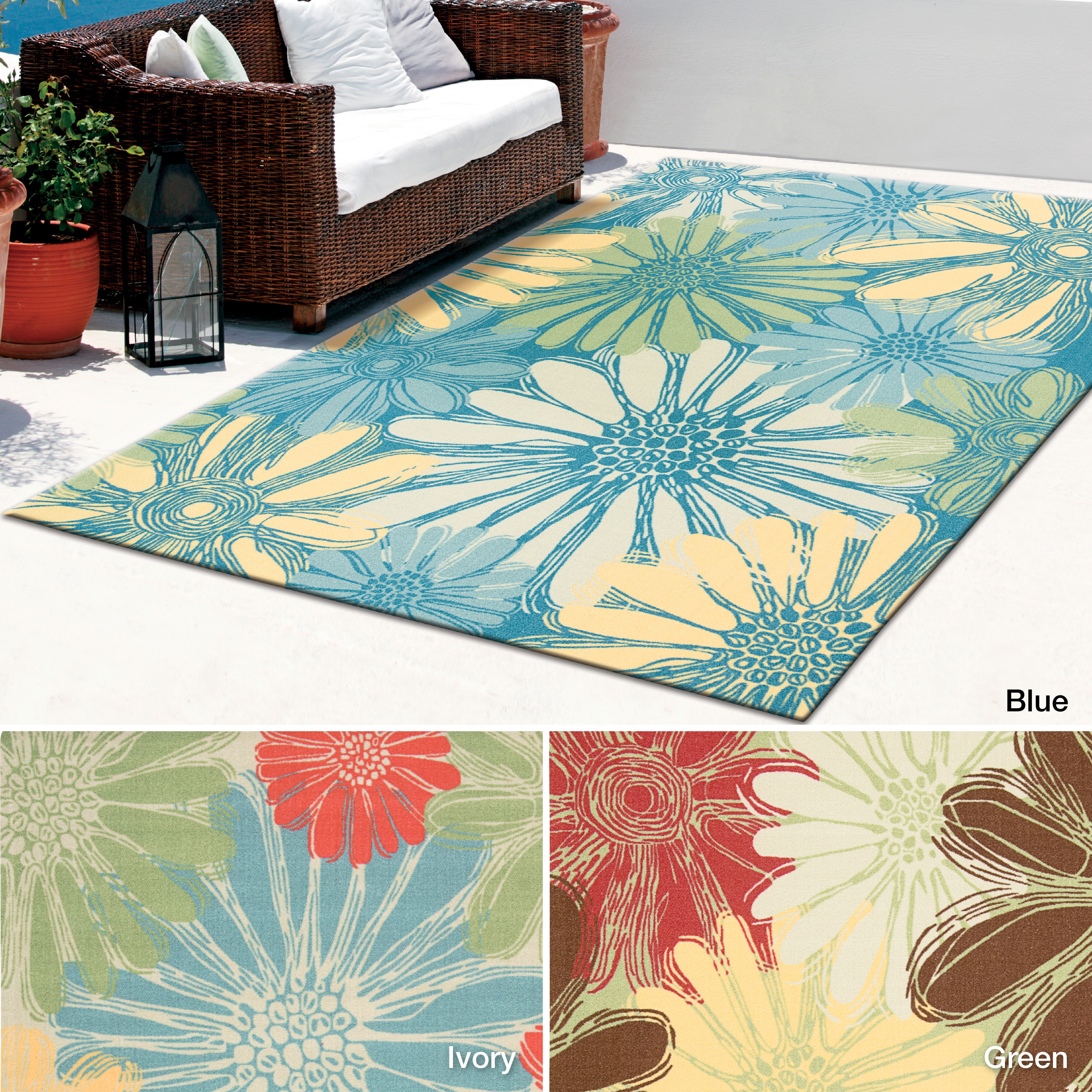 Rug Squared Palmetto Daisy Indoor/Outdoor Area Rug (79 x 1010