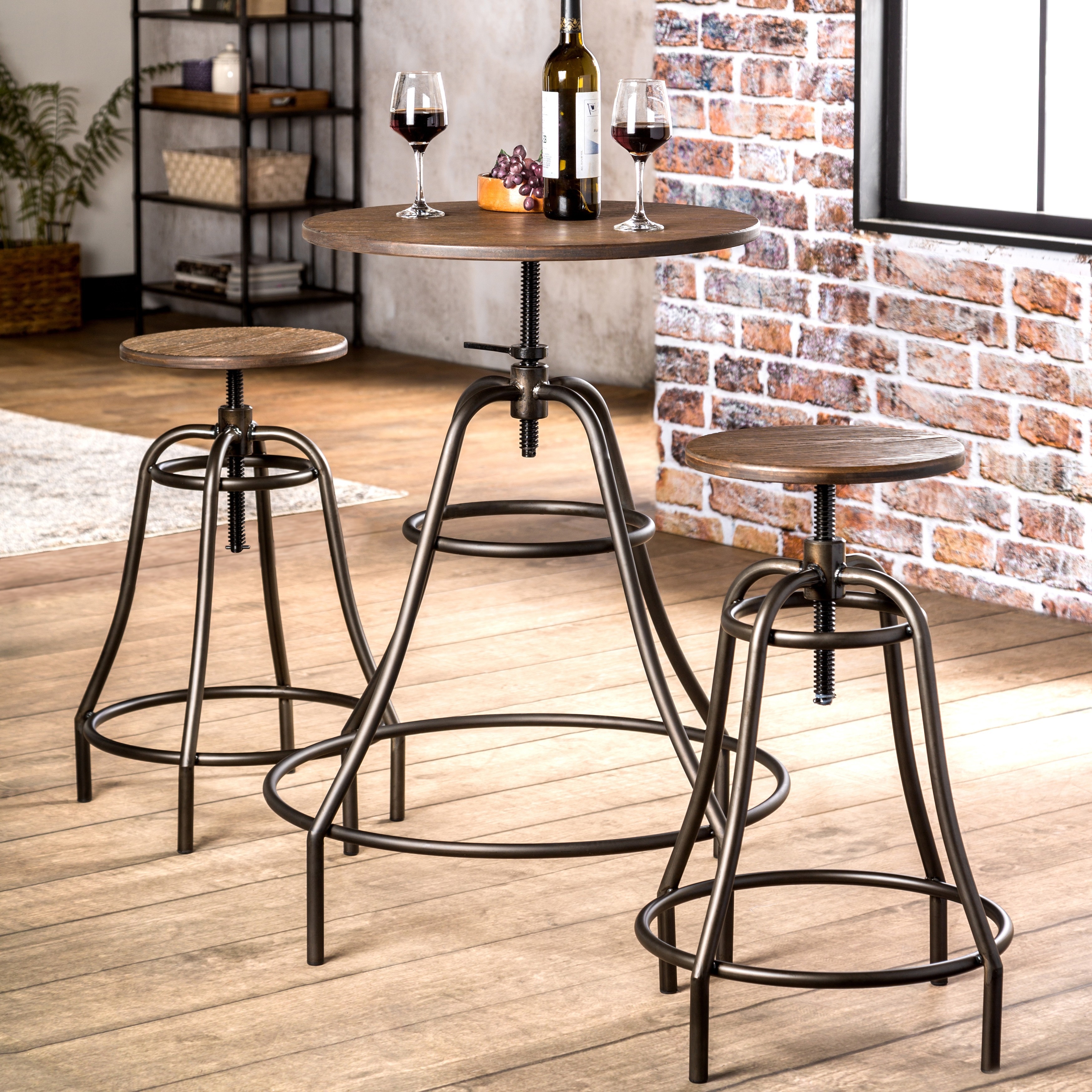 Furniture of America Gorgia 3 Piece Industrial Style Bar Set