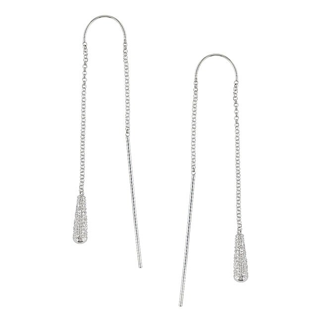14k White Gold Diamond Threader Earrings (1/10 TDW) - Overstock ...