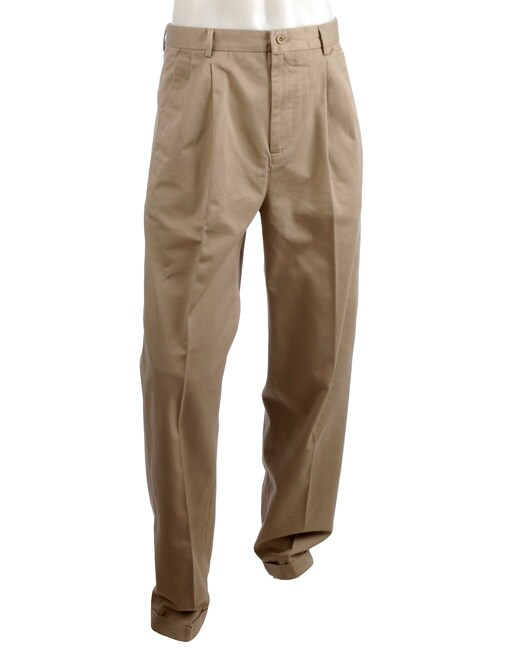 Chaps Men's Double Pleat Tan Pants - Overstock™ Shopping - Big ...