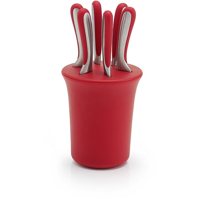 BlinQ 7 piece Berry Red Steak Knife Block Set   Shopping