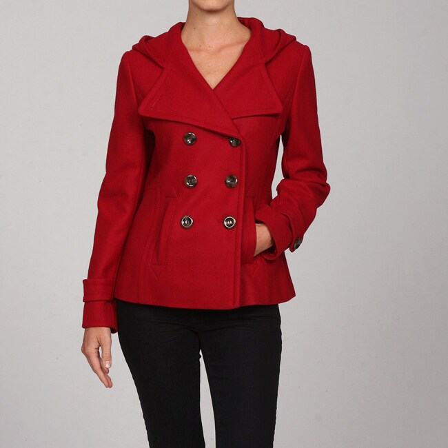 Nine West Women's Red Hooded Wool Coat - Overstock™ Shopping - Top ...