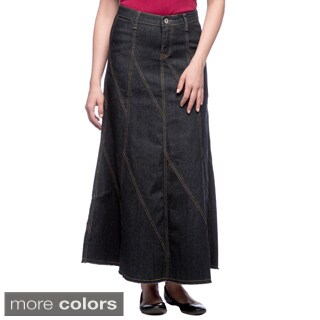 Tabeez Stitched Long Denim Skirt