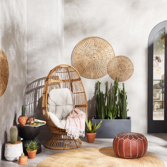 summer patio furniture and decor made from organic materials